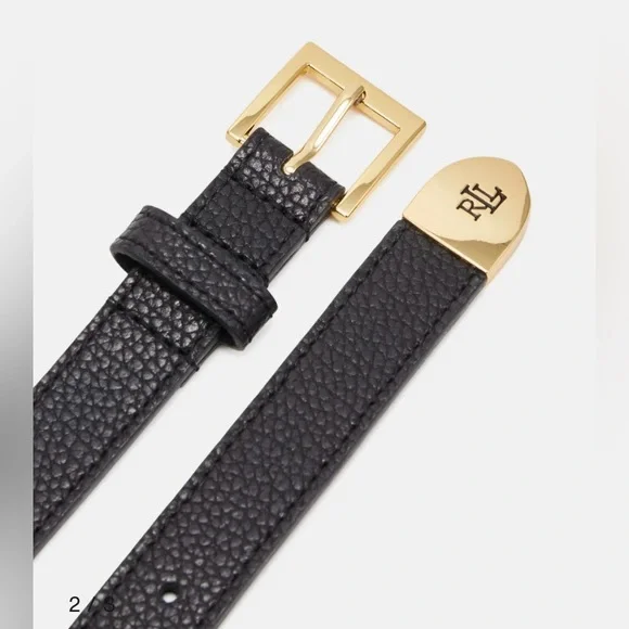 New?RALPH LAUREN Classic Pebble LRL Cap 20 Belt Skinn.black/gold.size:M s7-1386770_lifestyle?$rl_4x5_zoom$ main image 4